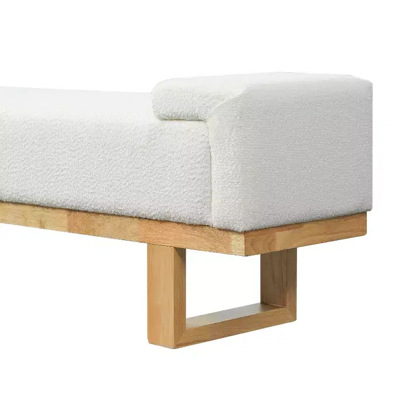 Banc rembourré Paulina moderne en bois d'hévéa et tissu bouclé Christopher Knight Home