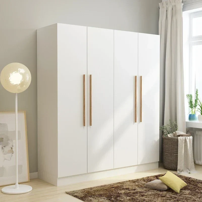 Armoire moderne autoportante en bois massif avec étagères de rangement