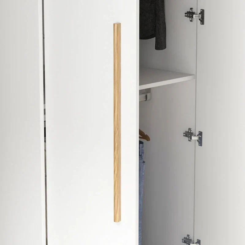 Armoire moderne autoportante en bois massif avec étagères de rangement