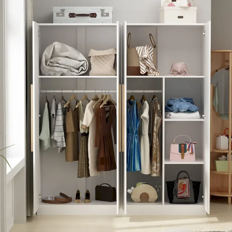 Armoire moderne autoportante en bois massif avec étagères de rangement