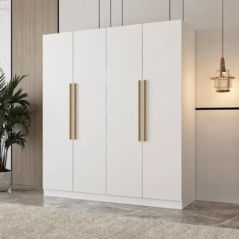 Armoire moderne autoportante en bois massif avec étagères de rangement