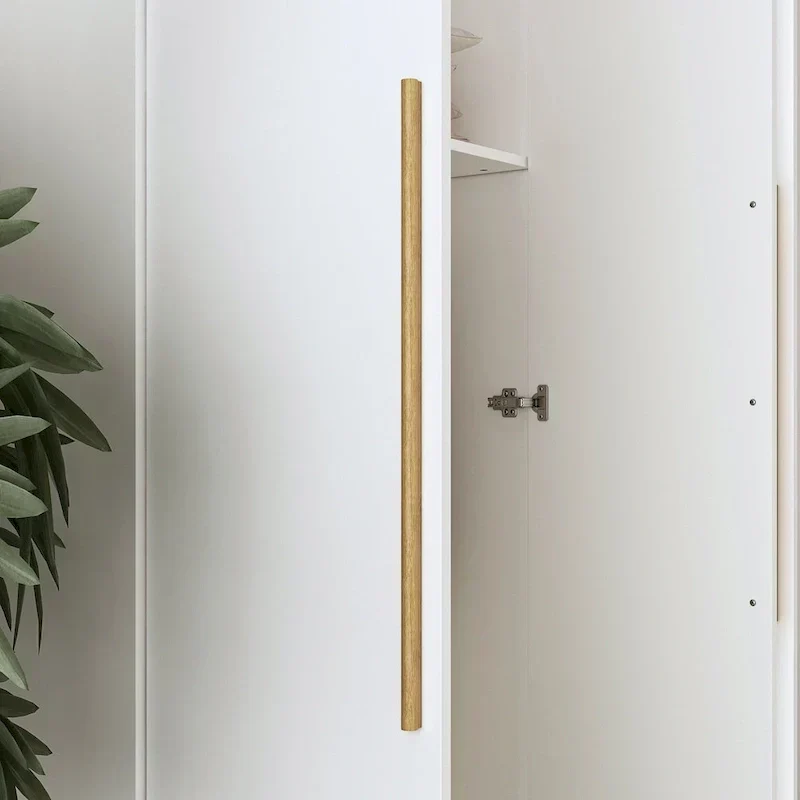 Armoire moderne autoportante en bois massif avec étagères de rangement