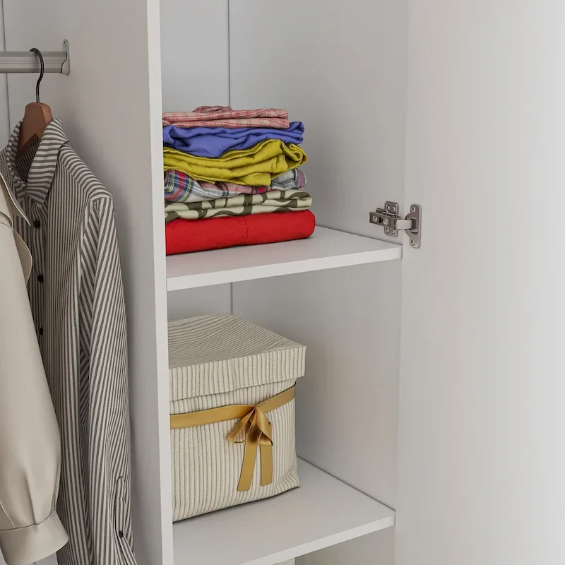 Armoire moderne autoportante en bois massif avec étagères de rangement