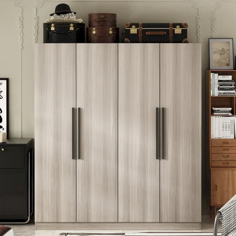 Armoire moderne autoportante en bois massif avec étagères de rangement