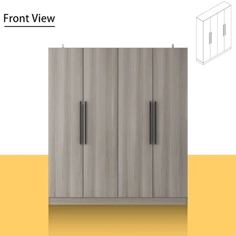 Armoire moderne autoportante en bois massif avec étagères de rangement