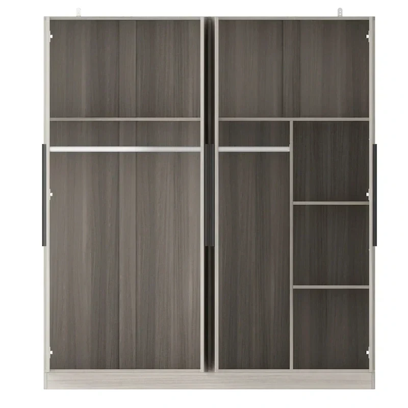 Armoire moderne autoportante en bois massif avec étagères de rangement