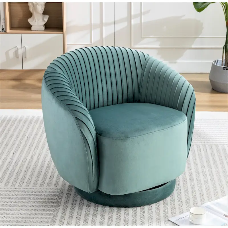 Petit fauteuil pivotant rond en velours Milvo