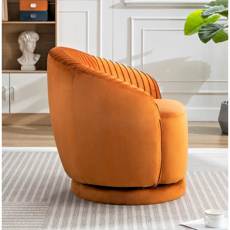 Petit fauteuil pivotant rond en velours Milvo