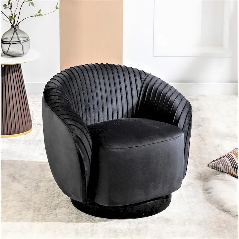Petit fauteuil pivotant rond en velours Milvo