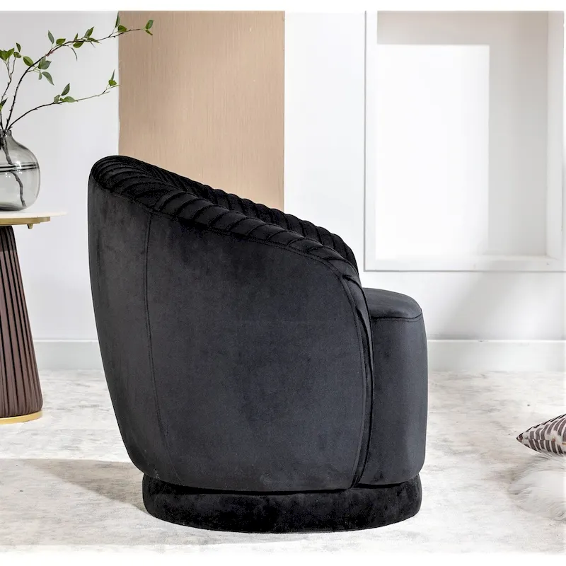 Petit fauteuil pivotant rond en velours Milvo