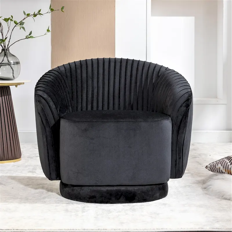 Petit fauteuil pivotant rond en velours Milvo