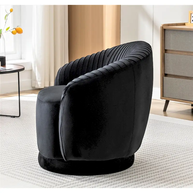 Petit fauteuil pivotant rond en velours Milvo