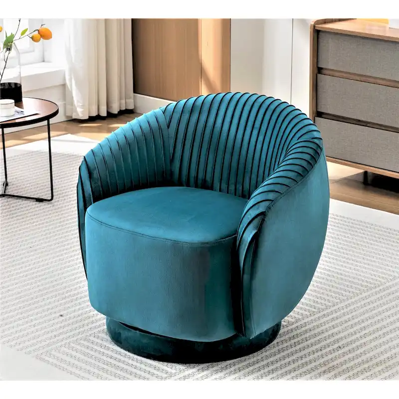 Petit fauteuil pivotant rond en velours Milvo