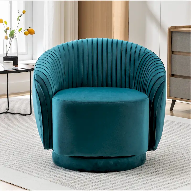 Petit fauteuil pivotant rond en velours Milvo