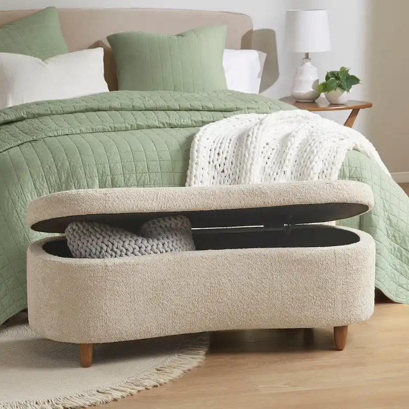 Banc de rangement rabattable INK+IVY Bailey Taupe Boucle