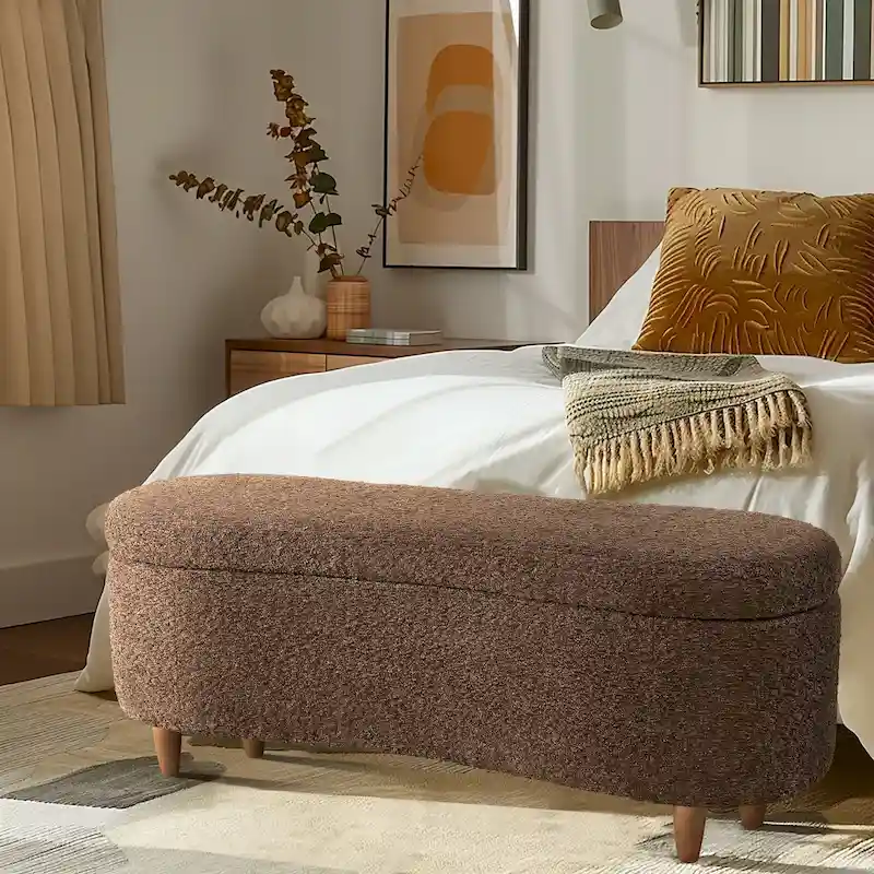 Banc de rangement rabattable INK+IVY Bailey Taupe Boucle