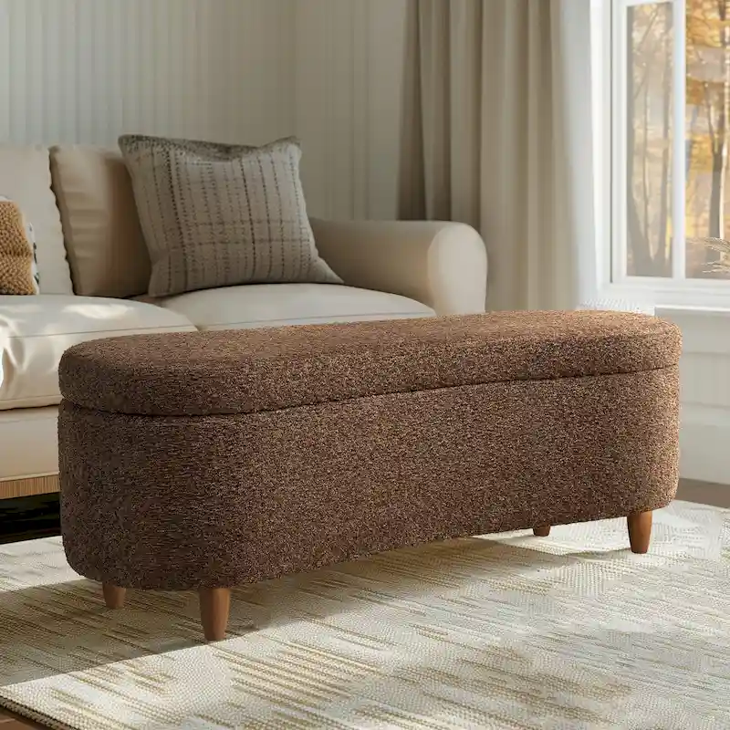Banc de rangement rabattable INK+IVY Bailey Taupe Boucle
