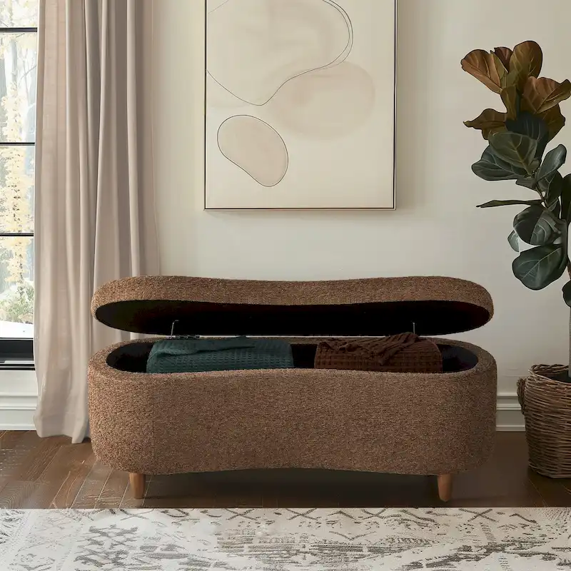 Banc de rangement rabattable INK+IVY Bailey Taupe Boucle