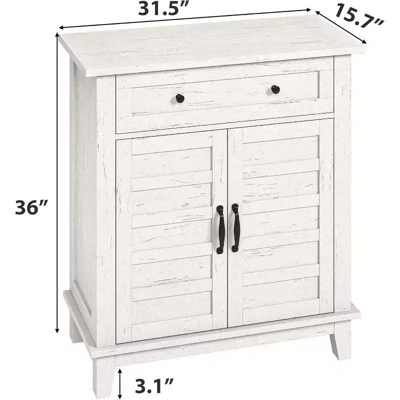 Armoire de rangement rustique 80 cm, avec portes à lattes, 3 niveaux réglables, casier à double porte, pour cuisine, salle à manger et bureau à domicile