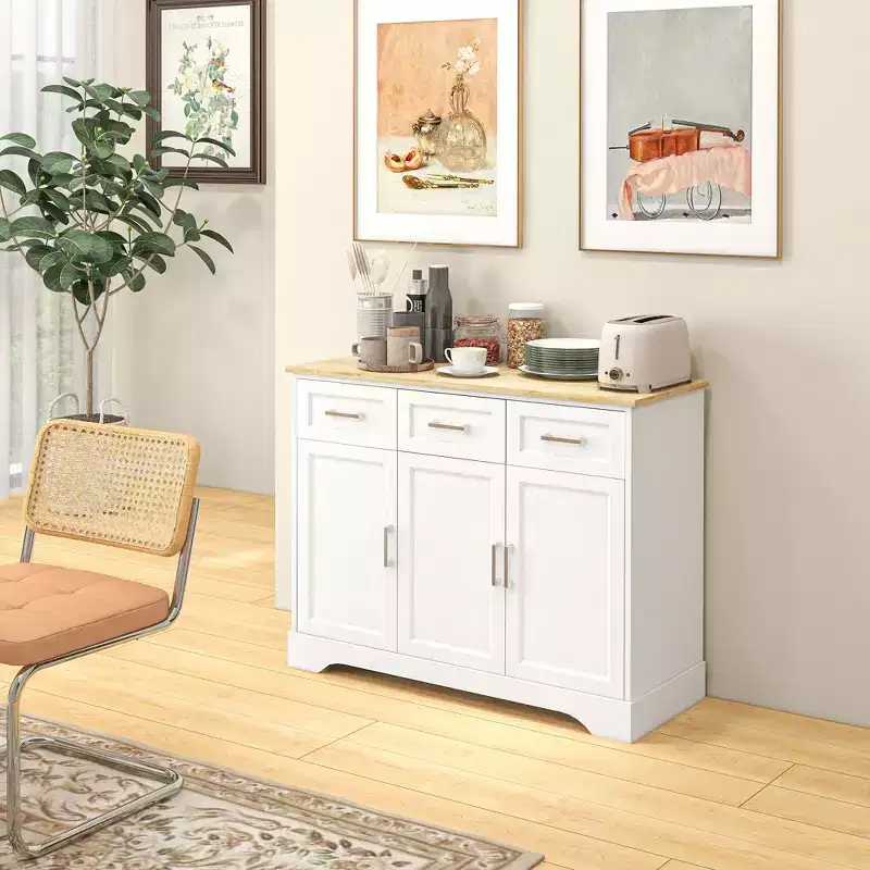 Bahut de cuisine moderne avec rangement, îlot de cuisine, meuble de salle à manger, meuble de salon