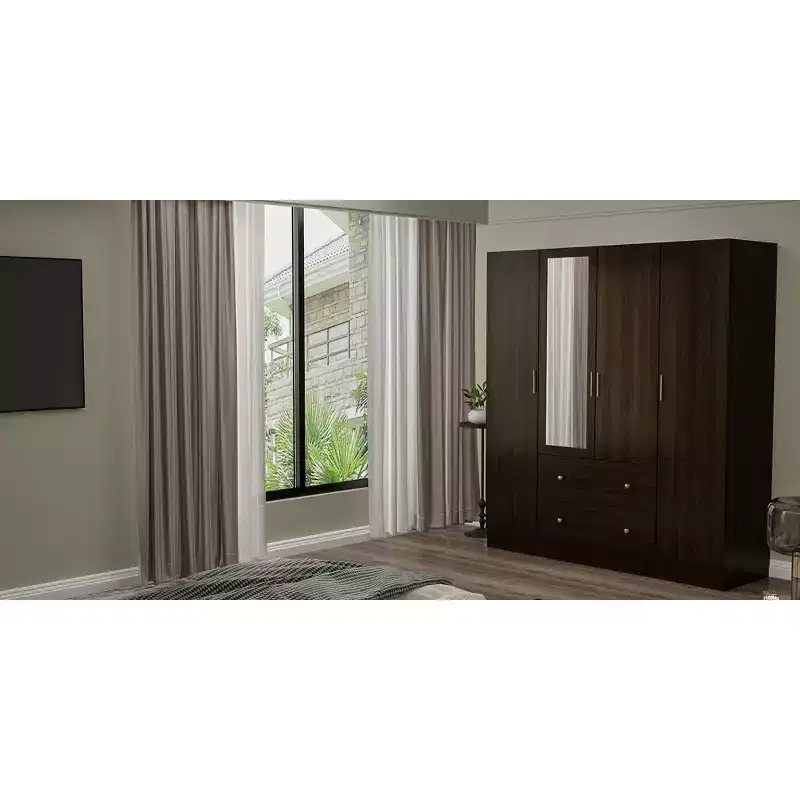 Hitow Armoire 2 grands tiroirs zone de suspension centrale avec miroir Style minimaliste