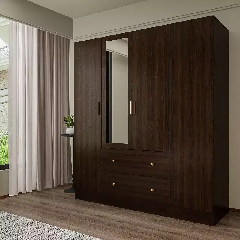 Hitow Armoire 2 grands tiroirs zone de suspension centrale avec miroir Style minimaliste