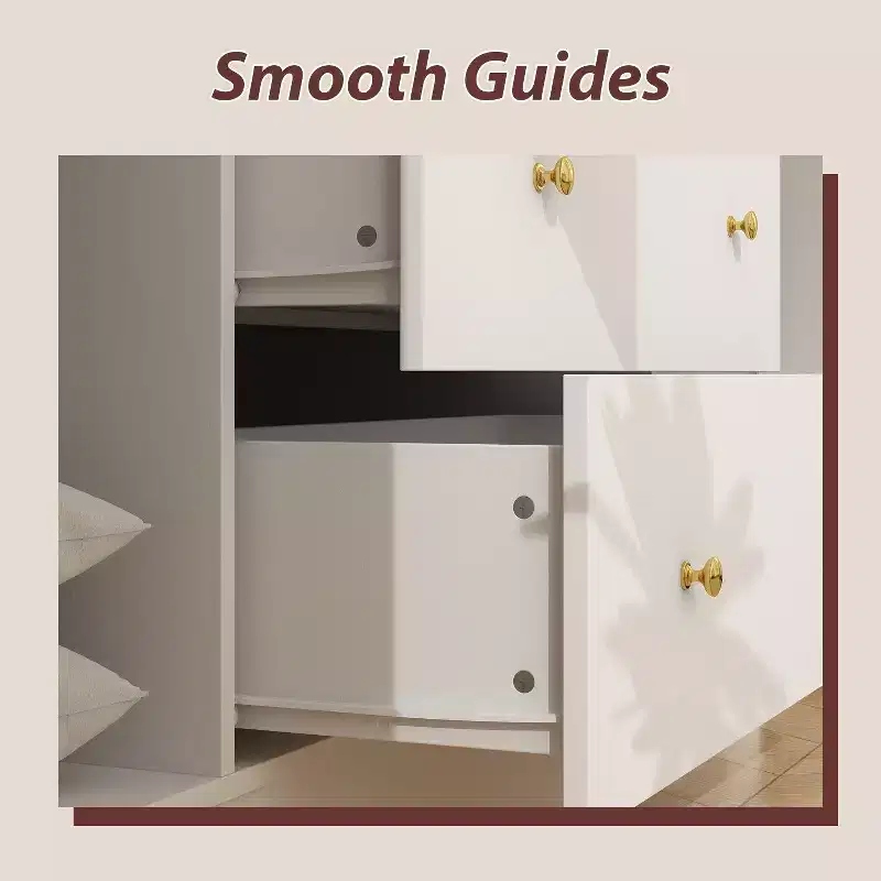 Hitow Armoire 2 grands tiroirs zone de suspension centrale avec miroir Style minimaliste