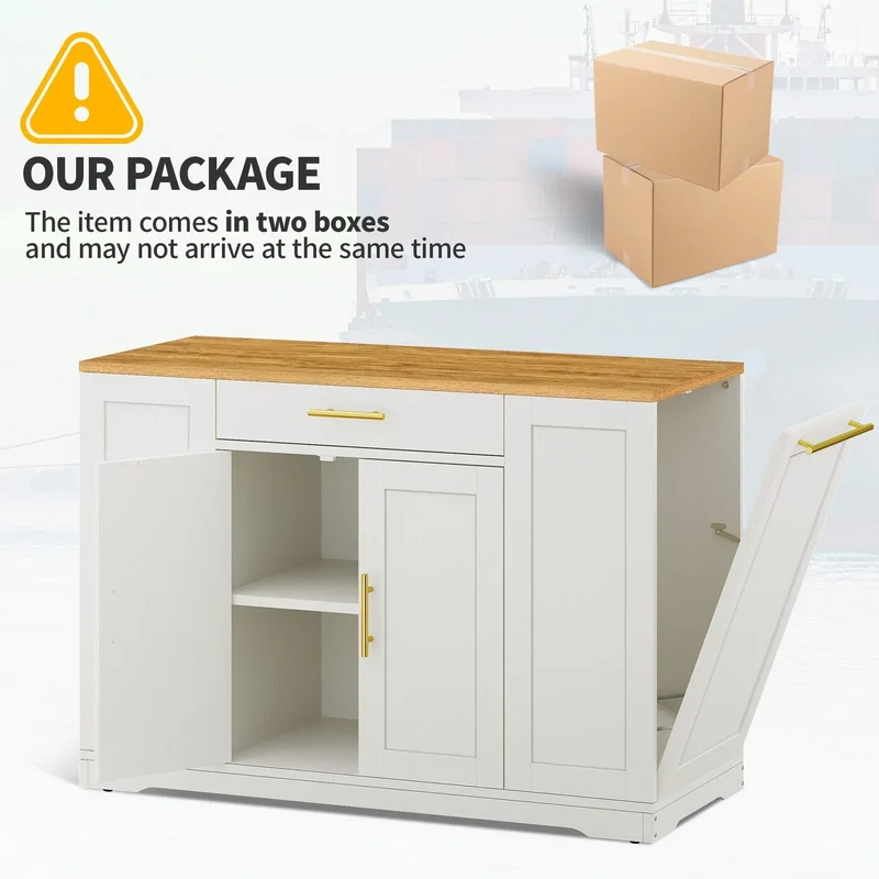 Moasis 53 pouces, îlot de cuisine roulant, armoire de rangement, chariot de cuisine mobile portable