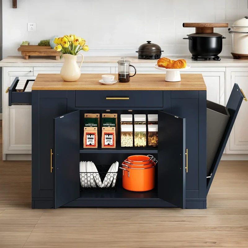 Moasis 53 pouces, îlot de cuisine roulant, armoire de rangement, chariot de cuisine mobile portable