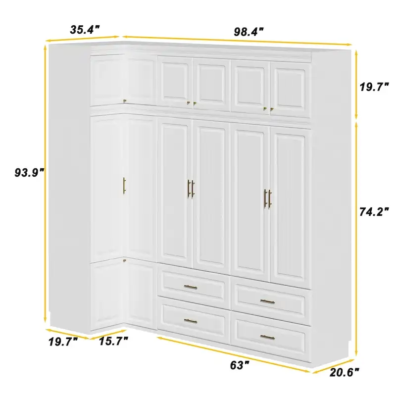 93.9H/74.2H Armoires Penderie Placard Rangement avec Tiroirs