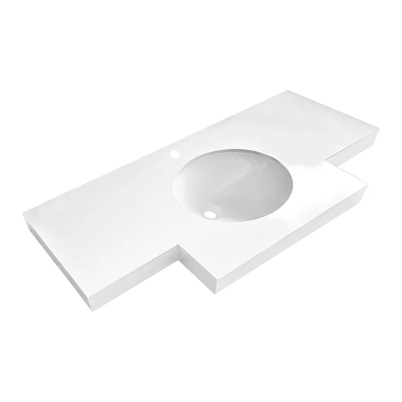 Lavabo da incasso con top in pietra sinterizzata e vasca in ceramica bianco lucido YJ12250