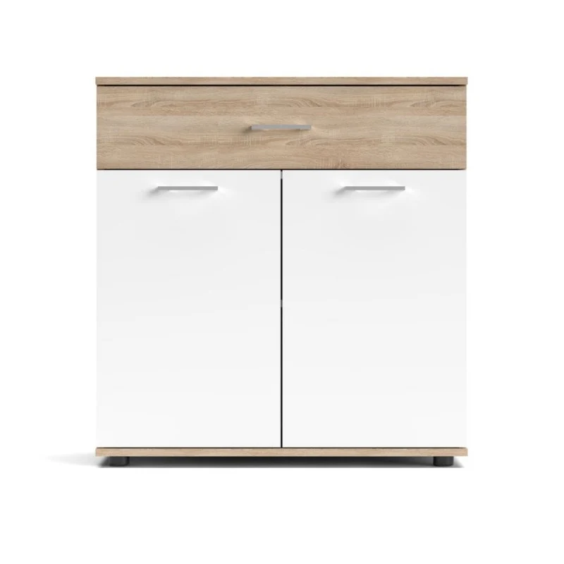 Mobile multiuso 2 ante e 1 cassetto colore bianco e rovere 80x35x84H Irys