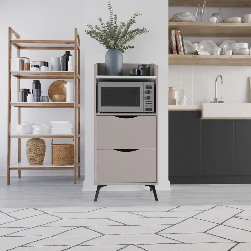 Mobile multiuso con cassetti cashmere e ripiano bianco Gorki