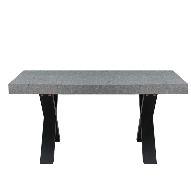 Tavolo allungabile da 160 a 240 cm effetto cemento con gambe nere Cindy Gondar