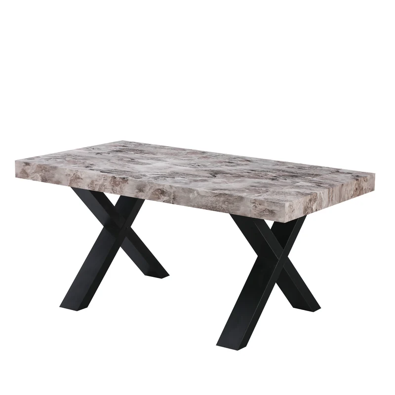 Tavolo allungabile da 160 a 240 cm effetto marmo grigio con gambe nere Cindy Gondar