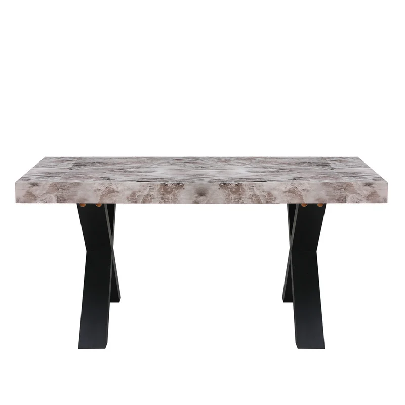 Tavolo allungabile da 160 a 240 cm effetto marmo grigio con gambe nere Cindy Gondar