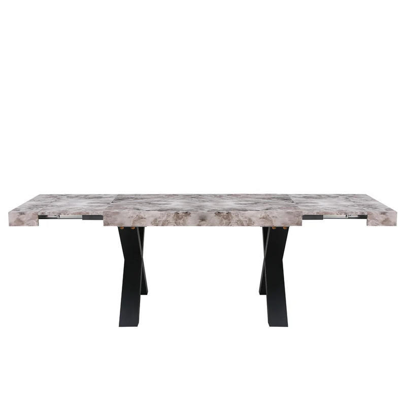 Tavolo allungabile da 160 a 240 cm effetto marmo grigio con gambe nere Cindy Gondar