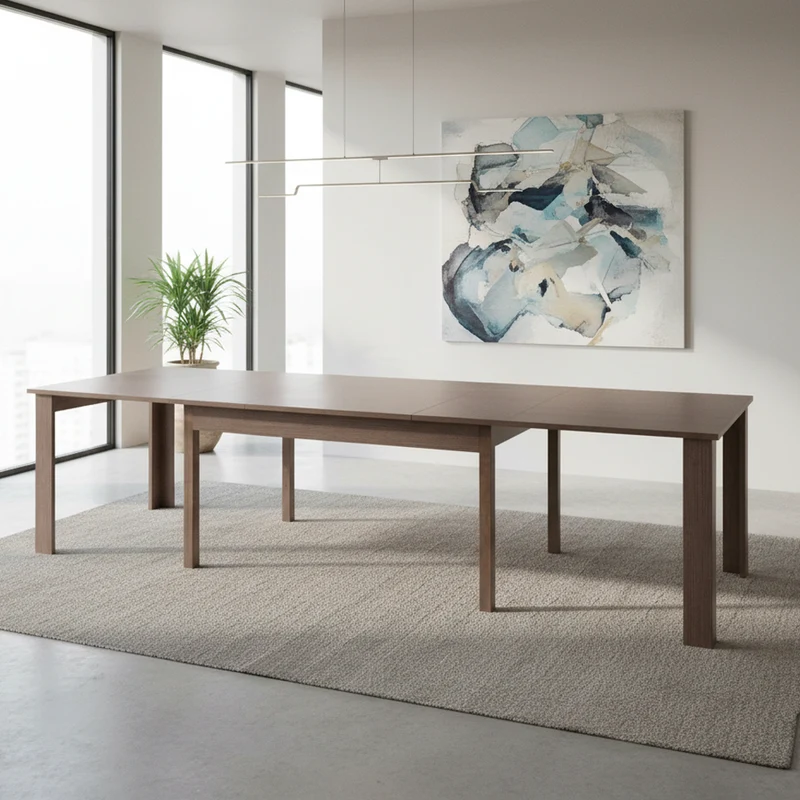 Tavolo allungabile 160x90 colore grigio larice con gambe centrali in legno massiccio Lipsia