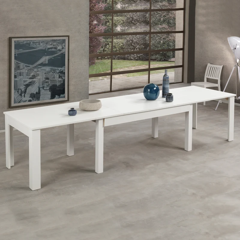 Tavolo allungabile 160x90 colore bianco larice con gambe centrali in legno massiccio Lipsia