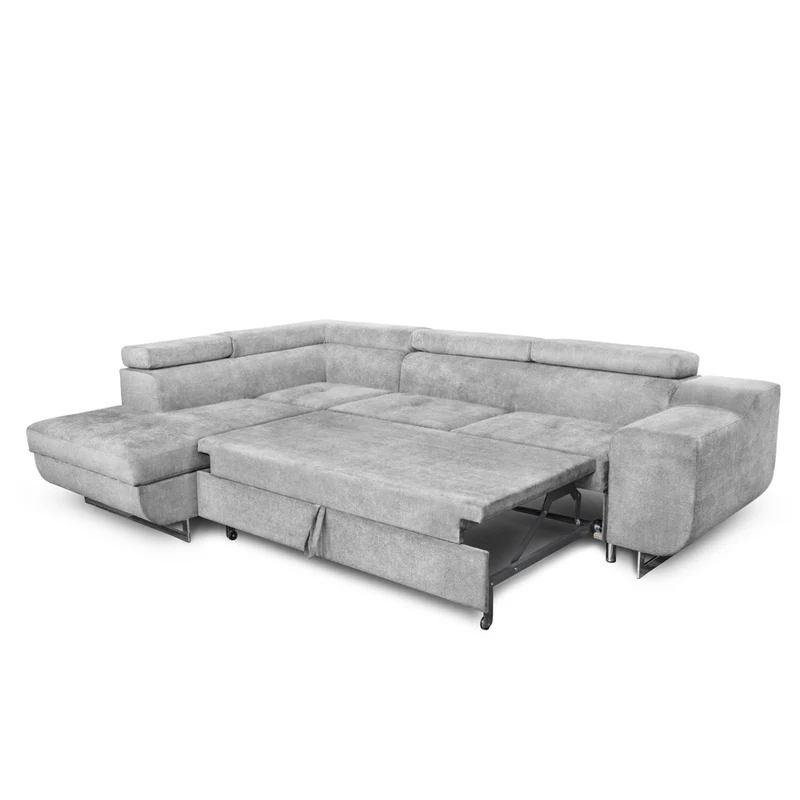 Divano letto angolare con penisola contenitore sinistra grigio chiaro Casablanca