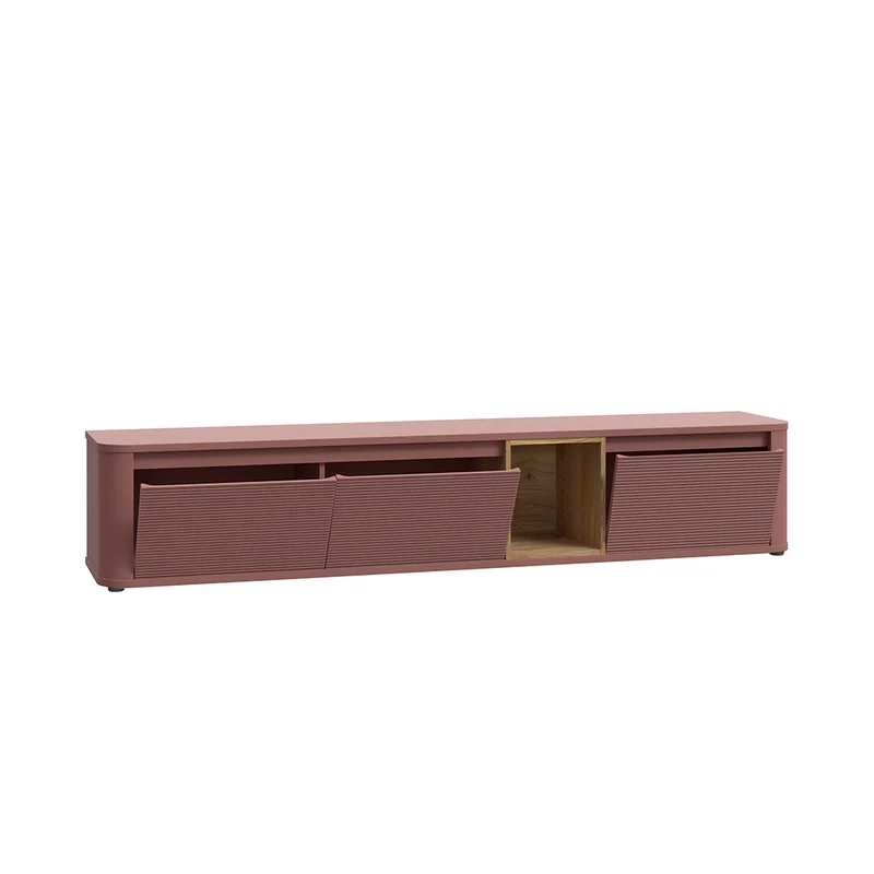 Parete attrezzata Core con porta Tv e pensili rovere e terracotta Core