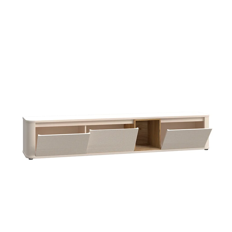 Parete attrezzata con porta Tv e pensili rovere e cashmere Core