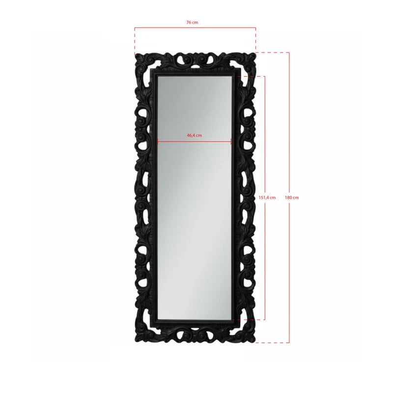 Specchiera 76x180 cm. colore nero lucido Anna