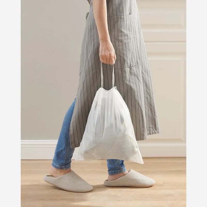 Lot de 90 sacs poubelles 8L étanches pour tri et transport pratiques 37 x 42 cm en plastique blanc 12_0010234