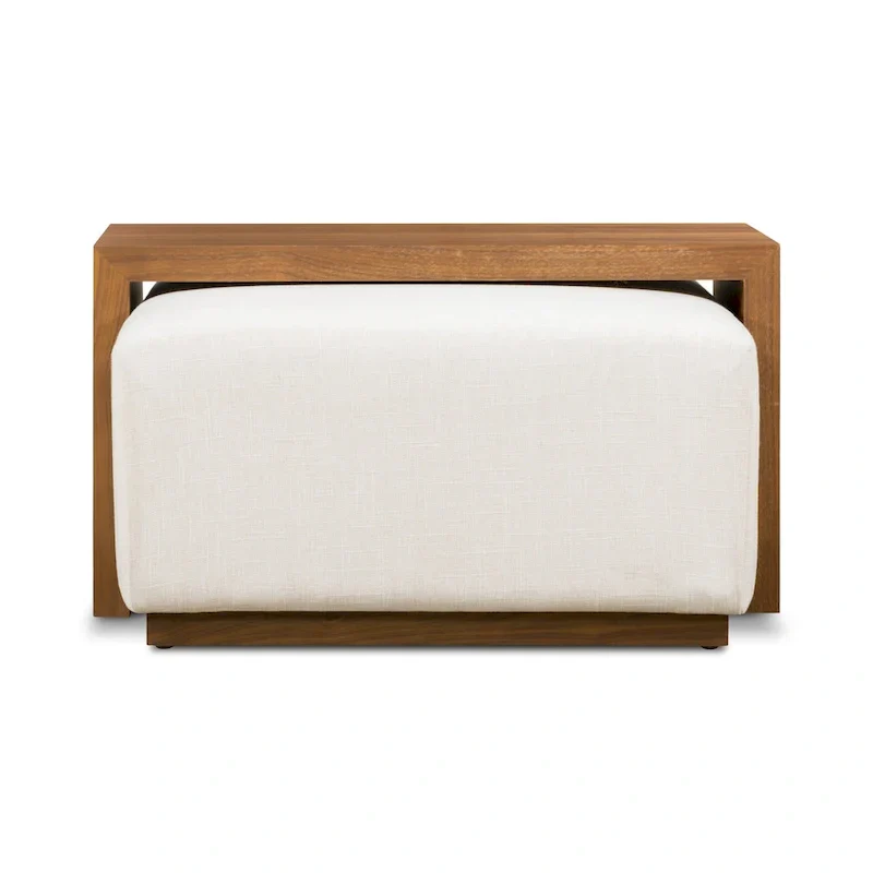 Ottoman Poly & Bark Jarmo avec table en noyer réglable – Cuir pleine fleur véritable italien