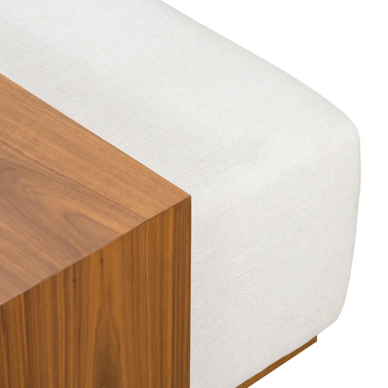 Ottoman Poly & Bark Jarmo avec table en noyer réglable – Cuir pleine fleur véritable italien