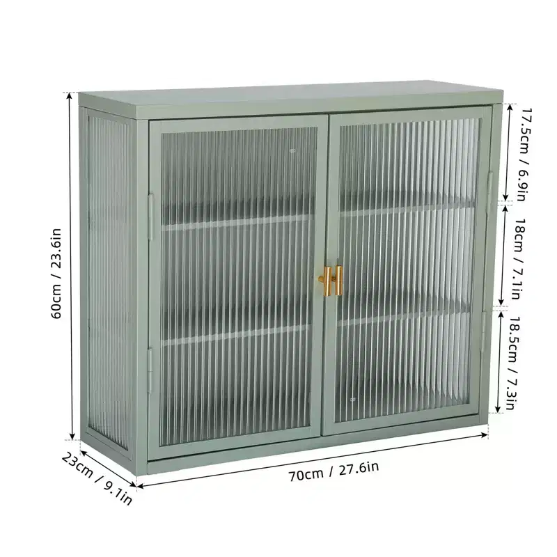 Armoires murales doubles en verre avec suffisamment d'espace de rangement, étagères amovibles, armoire murale, coffre de rangement à outils pratique