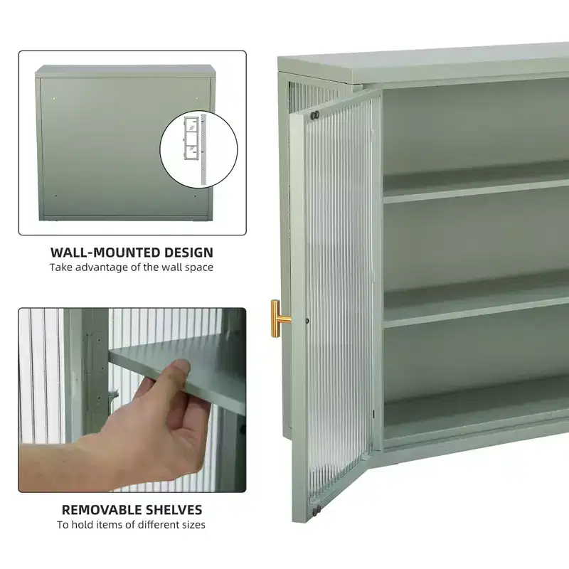 Armoires murales doubles en verre avec suffisamment d'espace de rangement, étagères amovibles, armoire murale, coffre de rangement à outils pratique