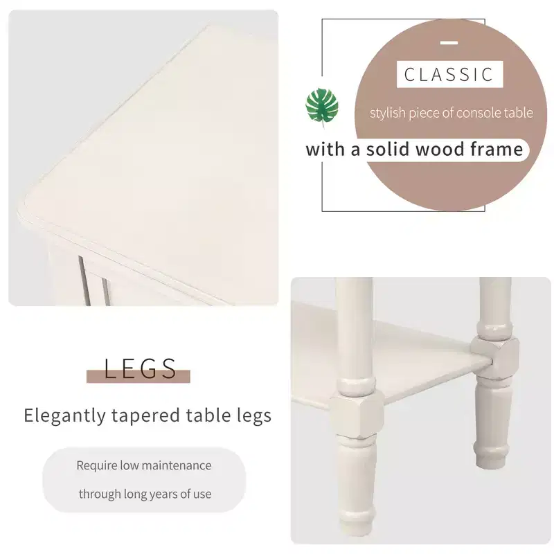 Console étroite de 60 cm avec 3 tiroirs et étagère, table d'appoint pour petite entrée ou salon