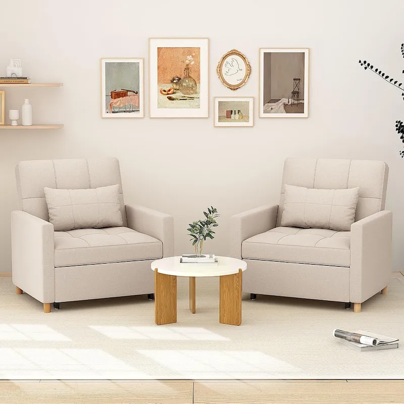 AECOJOY Fauteuil Convertible 3-en-1 avec Oreiller et Dossier Réglable